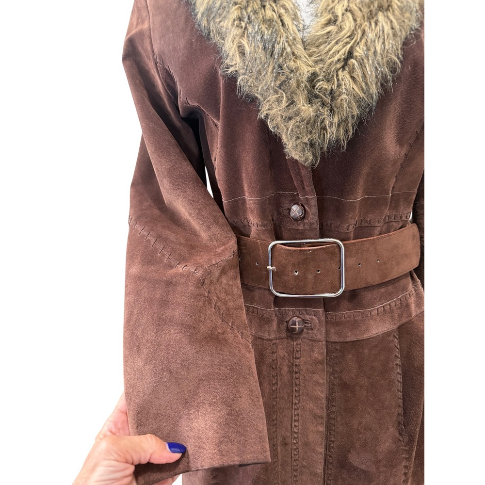 Vintage Wilsons Leather Penny Lane Suede Coat Y2K Faux Fur Collar M Rocker Boho - Picture 4 of 16